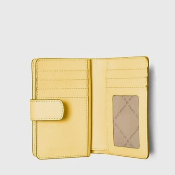 New Michael Kors Medium Crossgrain Leather Wallet Daisy Yellow - Picture 3 of 4